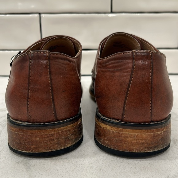 Gino Vitale Brown Monk Strap Brogue Wingtip Leather Men's Dress Shoe 9 - Picture 9 of 16